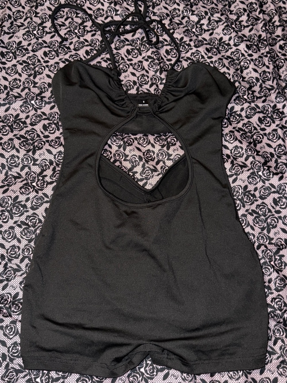 Women's Black Halter Cutout Romper